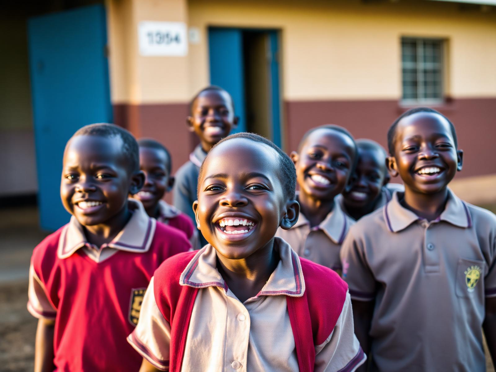 Joyful Kenyan school children